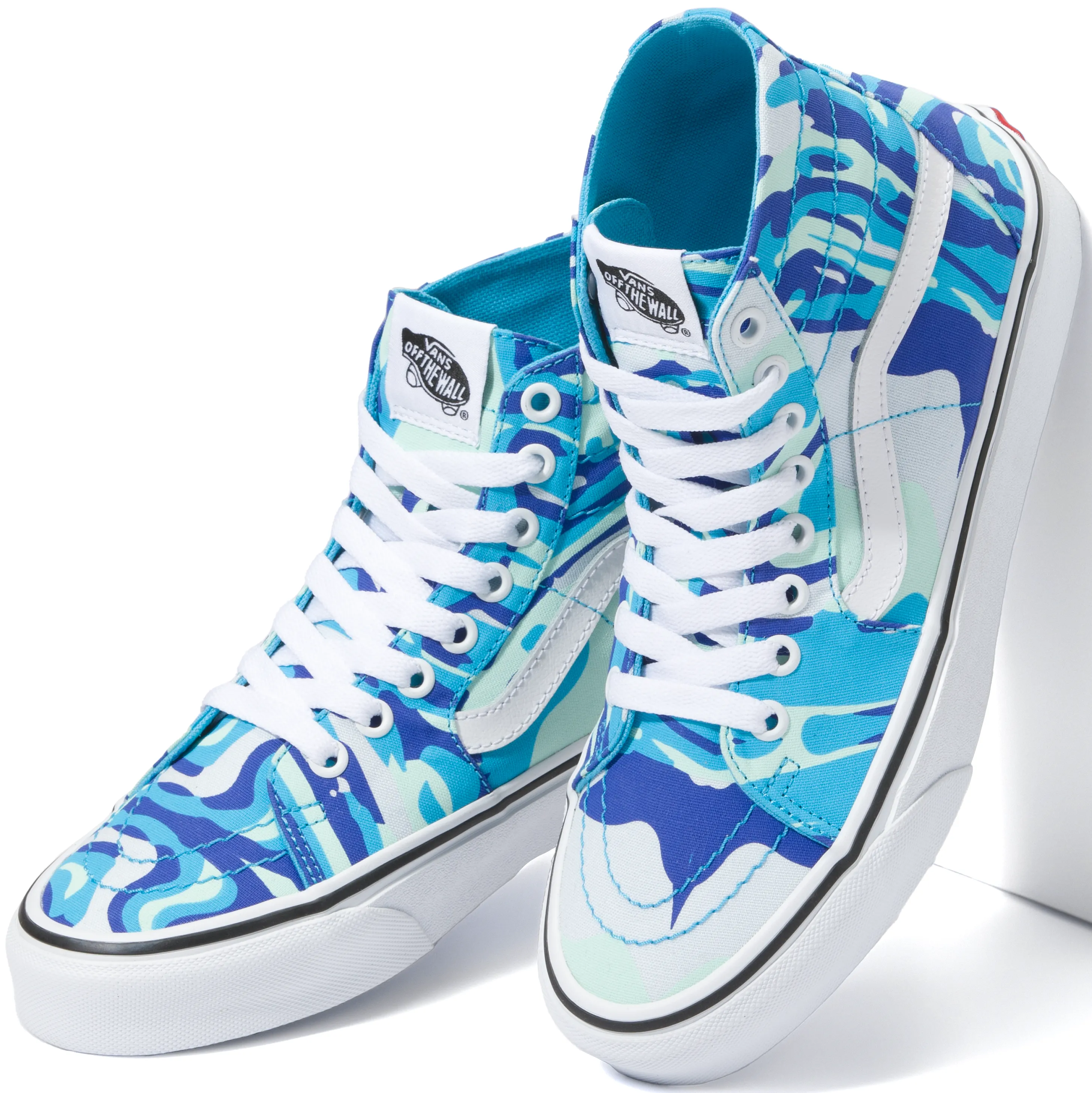Soft Style Cushioned Vans Sk8-Hi Tapered Bright Vibrations Blue/True White