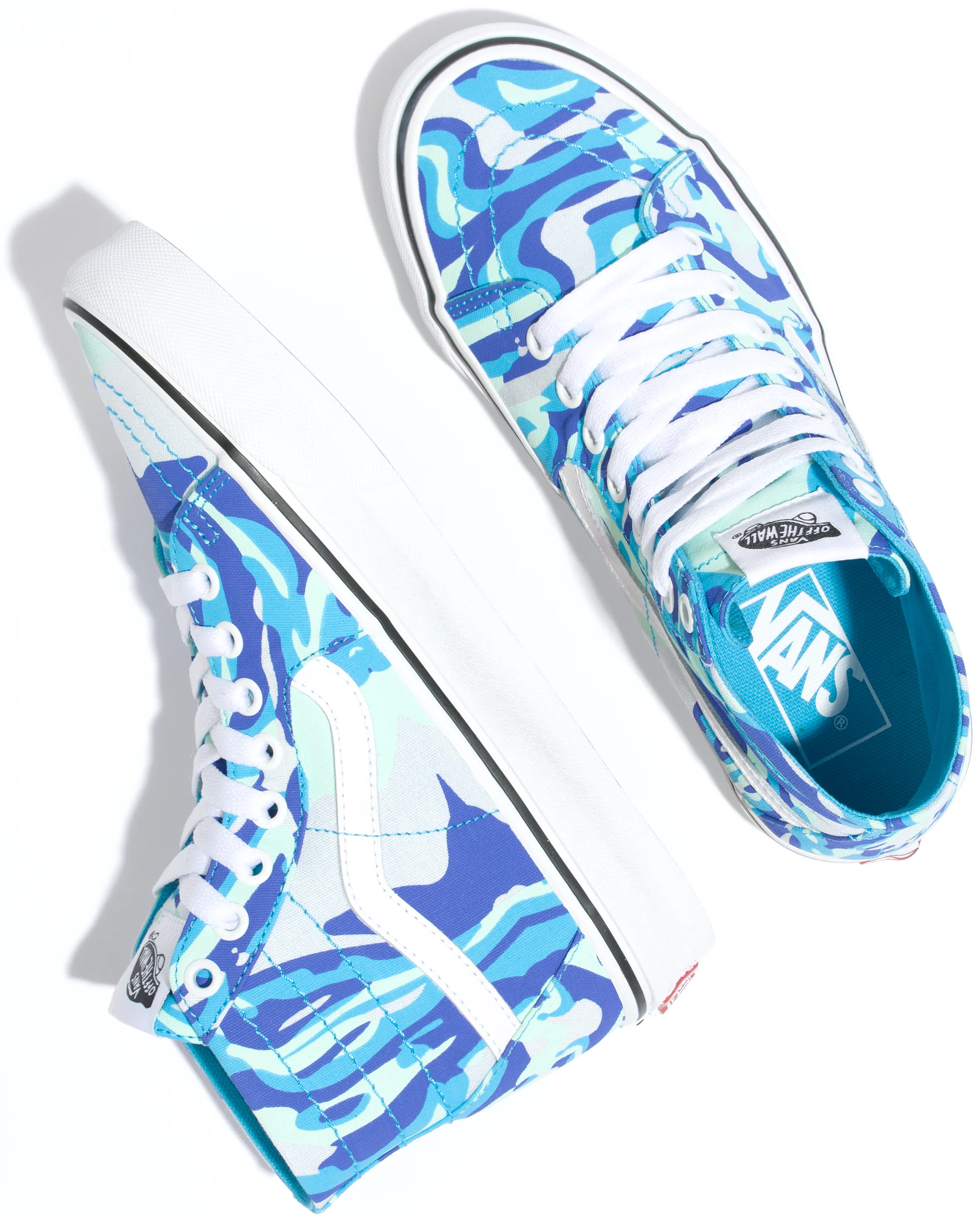 Vans Sk8-Hi Tapered Bright Vibrations Blue/True White Elastic Wear Bold Movement