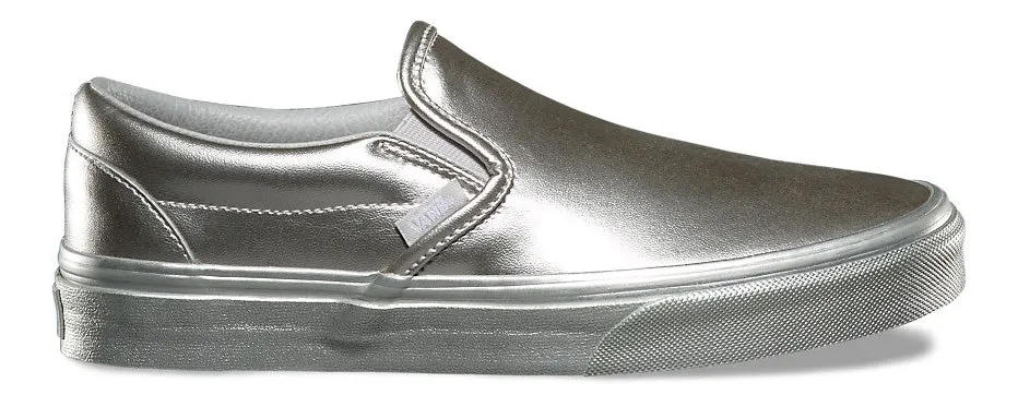 Walk On Comfort Quick Slip On Shoes Vans Classic Slip-On (Metallic Sidewall) Silver