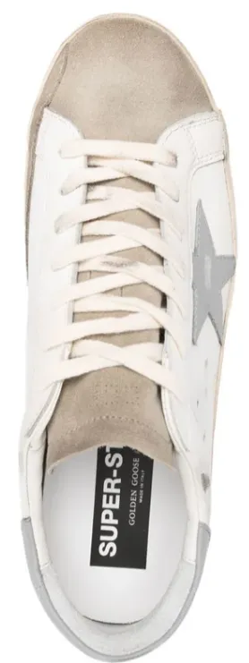 Golden Goose Super-Star White Taupe Grey Microfiber Overlay Urban Gear