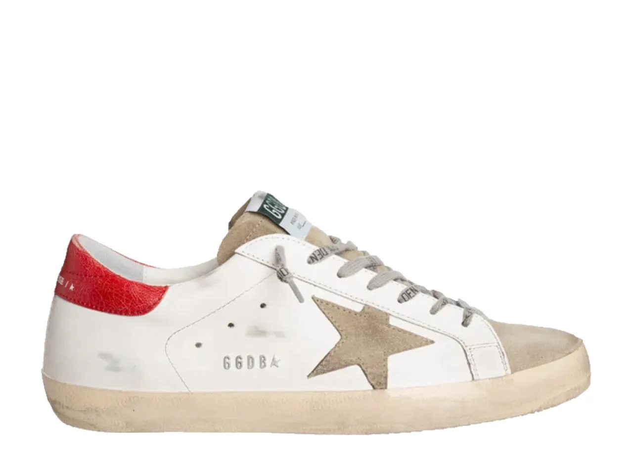 GOLDEN GOOSE Super-Star White Taupe Red Foot Fit