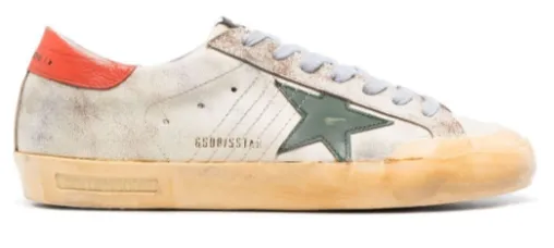 Hyper Breathable Upper Padded materials GOLDEN GOOSE Super Star White Tobacco Green Orange