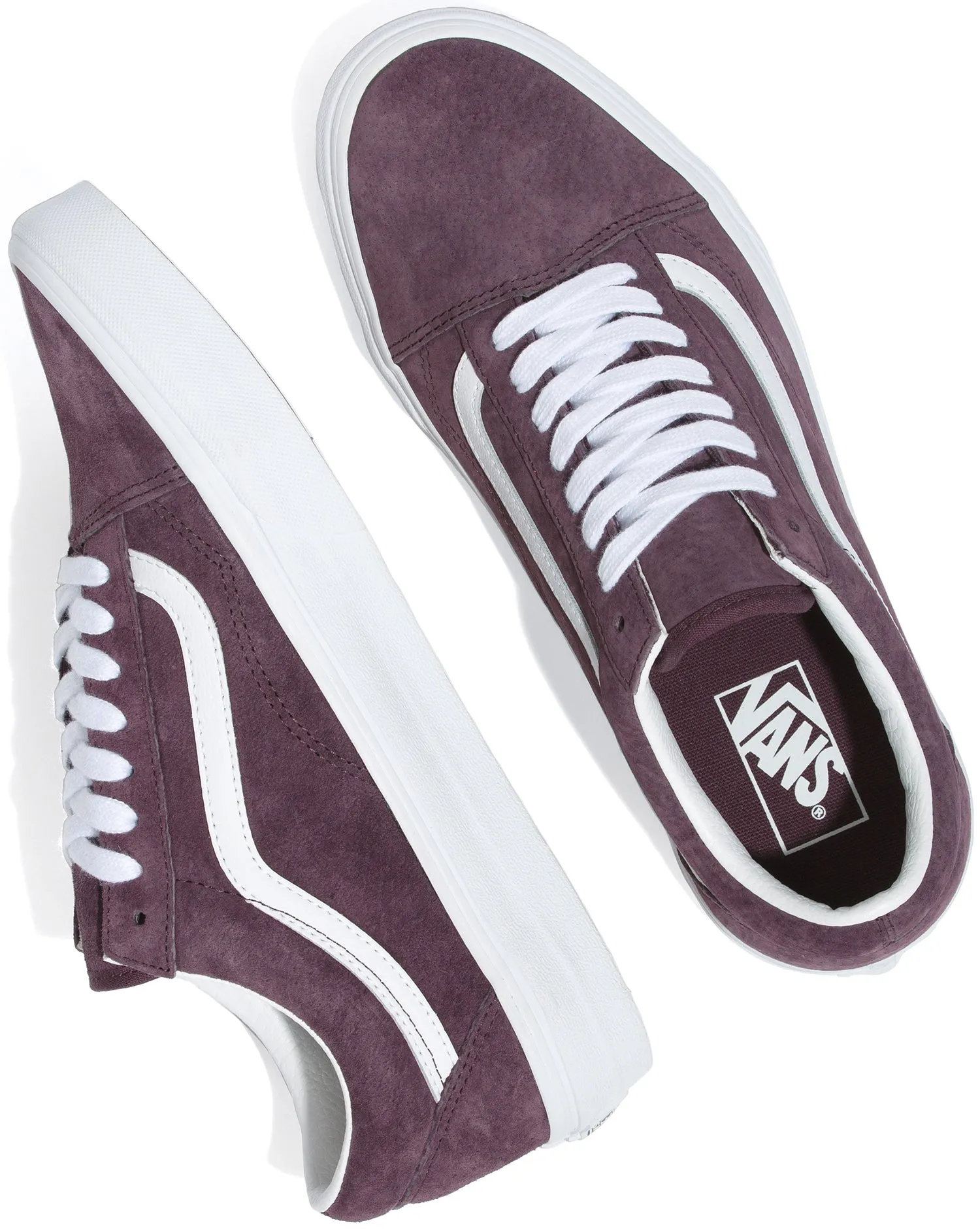 Pro Skate Action Fold   Flat Vans Old Skool Pig Suede Wine Tasting