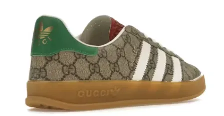 adidas x Gucci Gazelle Beige GG Monogram Recycled Material Build Shock-absorbent look
