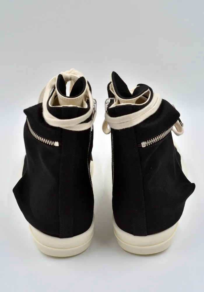 RICK OWENS DRKSHDW DU02D2801 DO CARGO DENIM SNEAKERS BLACK/MILK Elastic Gusset