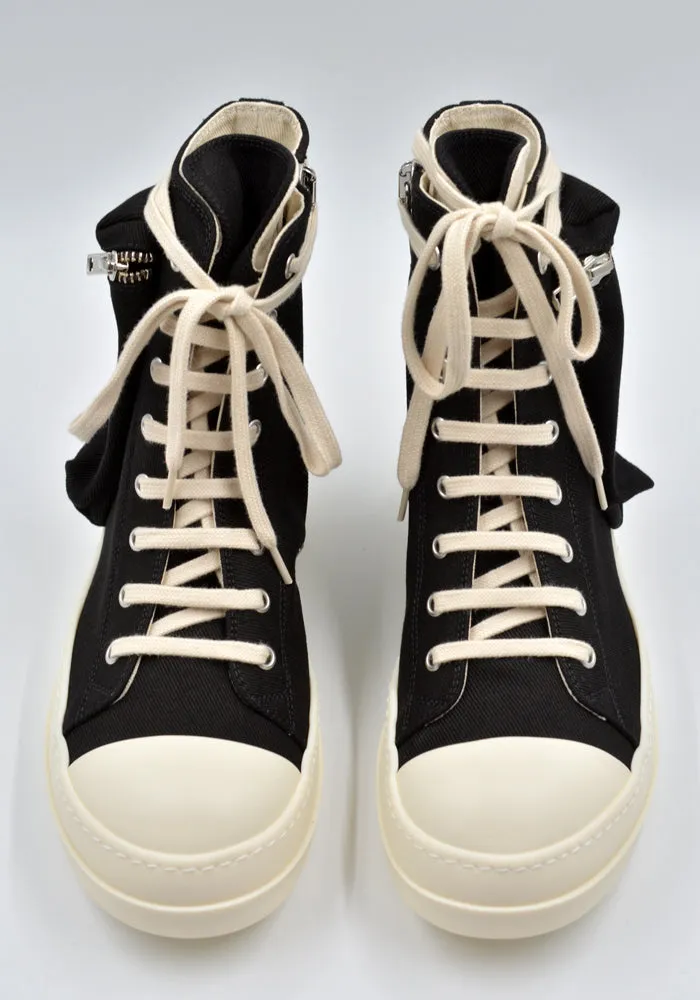 Lateral Support Frame Sneaker Functionality RICK OWENS DRKSHDW DU02D2801 DO CARGO DENIM SNEAKERS BLACK/MILK