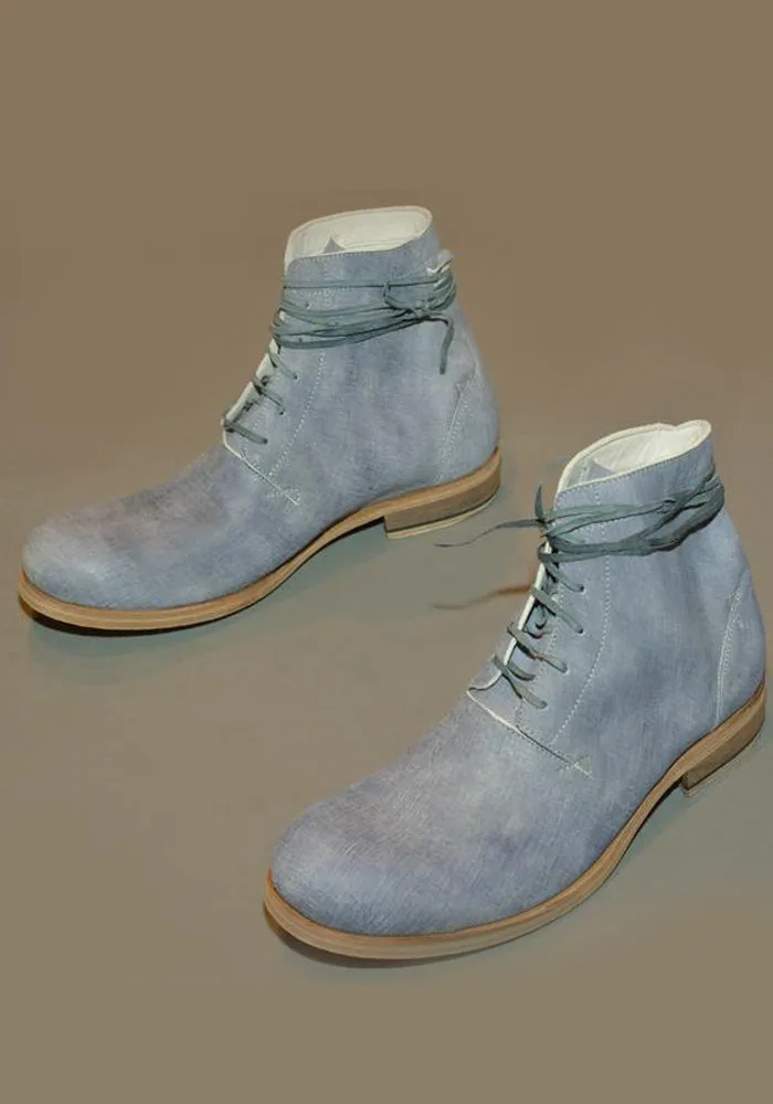IS BY INDIVIDUAL SENTIMENTS MENS 5 HOLE LEATHER BOOTS BLUE-GREY Compression Midsole