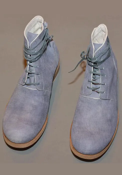 IS BY INDIVIDUAL SENTIMENTS MENS 5 HOLE LEATHER BOOTS BLUE-GREY Stabilizing Chassis Stable Footing
