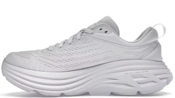 Dynamic Lateral Support Breathable Airflow Hoka One One Bondi 8 Triple White (Women's)
