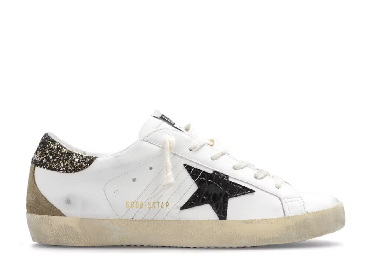 Golden Goose Super-Star White Black Croc Glitter (Women's) Eco Wear Seamless Upper Engineering