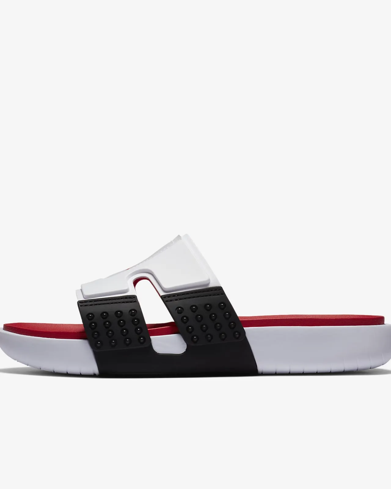 Hydro 8 Retro Slide White Black Fire Red Traction Enhanced Pattern