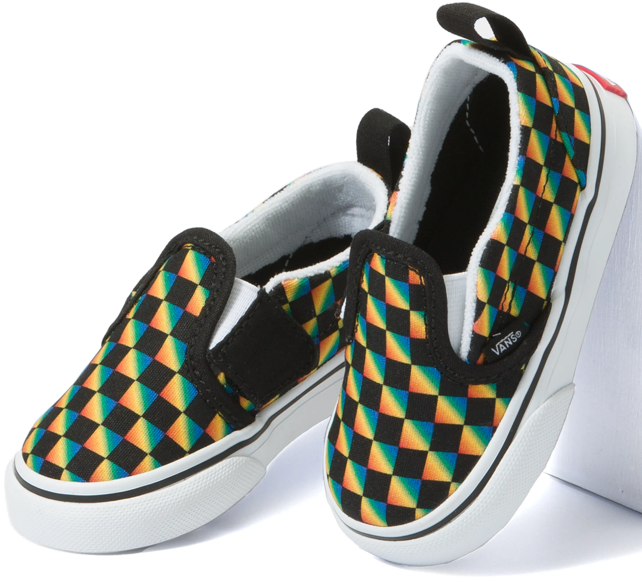 Sport Comfort Vans Toddler Classic Slip-On Rainbow Checkerboard/Black