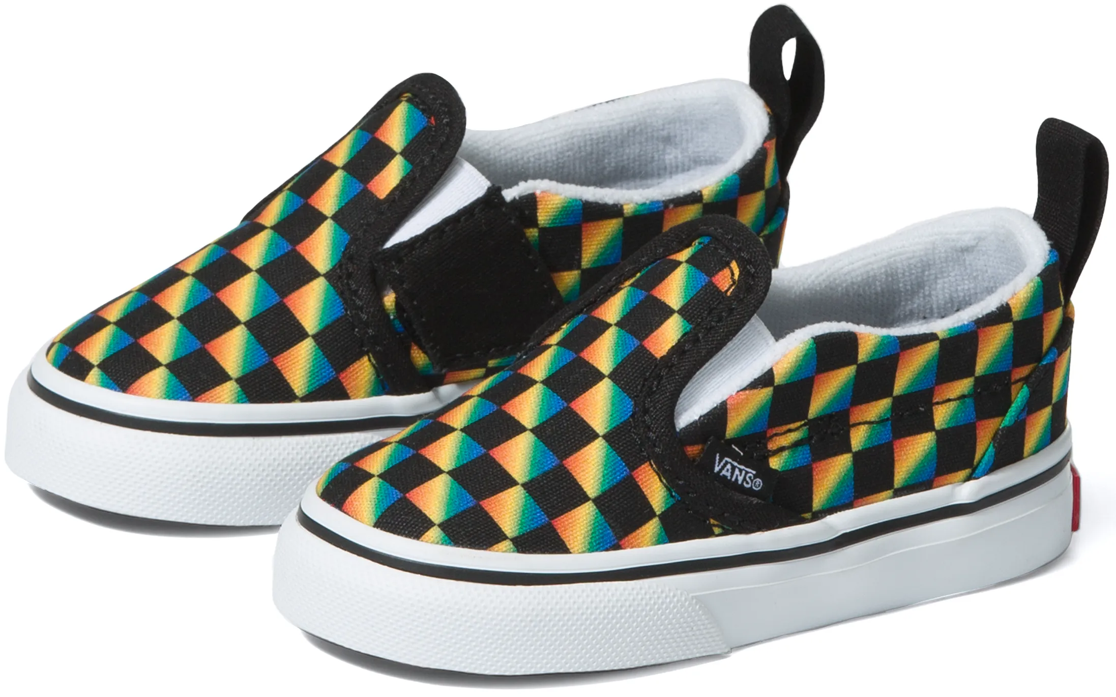 Relaxation Fit Vans Toddler Classic Slip-On Rainbow Checkerboard/Black