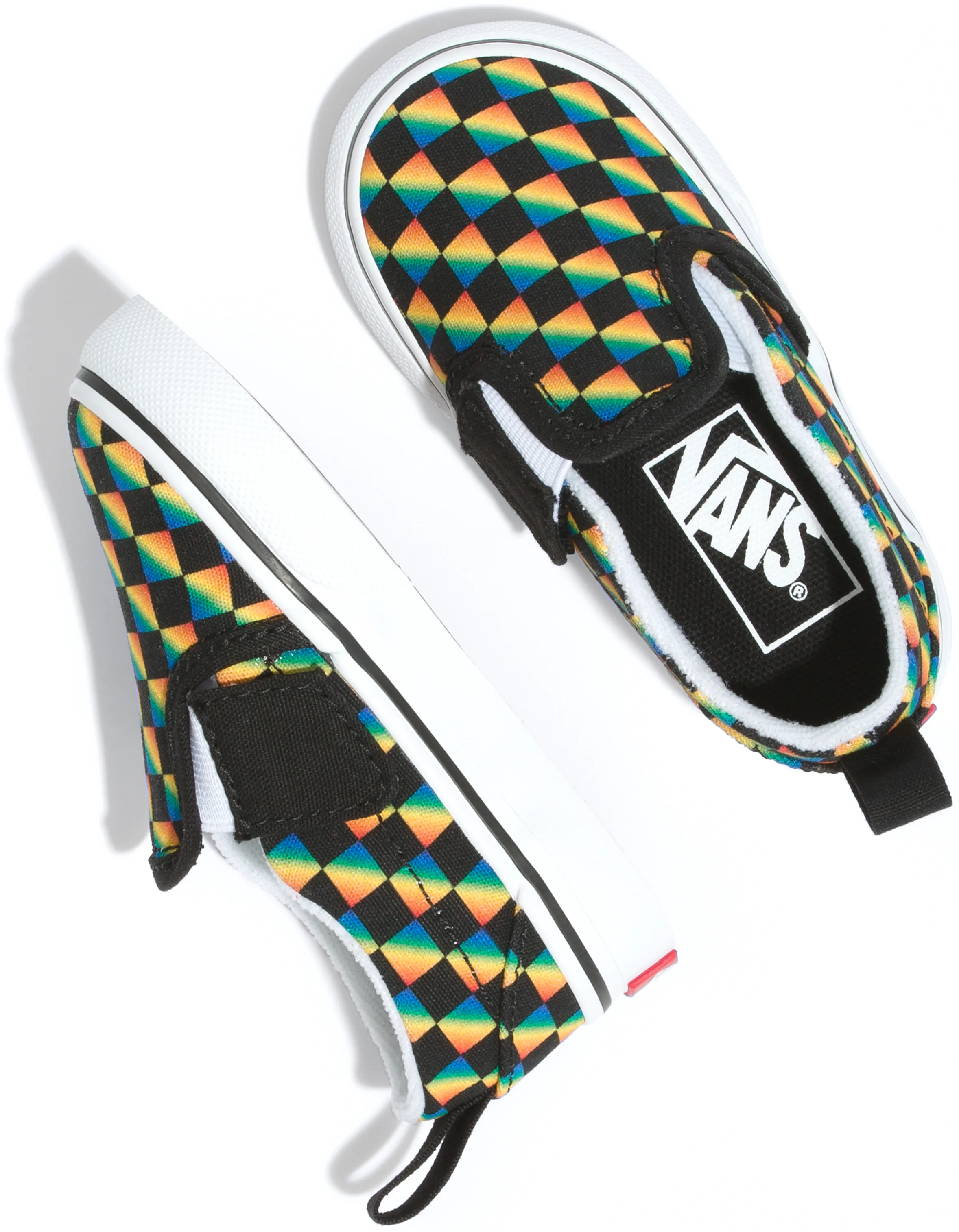 Day Comfort Vans Toddler Classic Slip-On Rainbow Checkerboard/Black