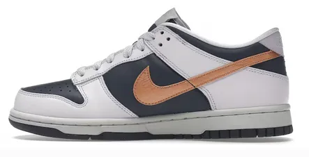 Slip Resistant Tread Pattern Comfort Motion Nike Dunk Low SE Copper Swoosh (GS)