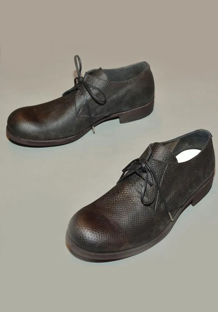 Moisture Wicking Lining Stretch Gusset IS BY INDIVIDUAL SENTIMENTS MENS LEATHER DERBY SHOES BLUE/BLACK
