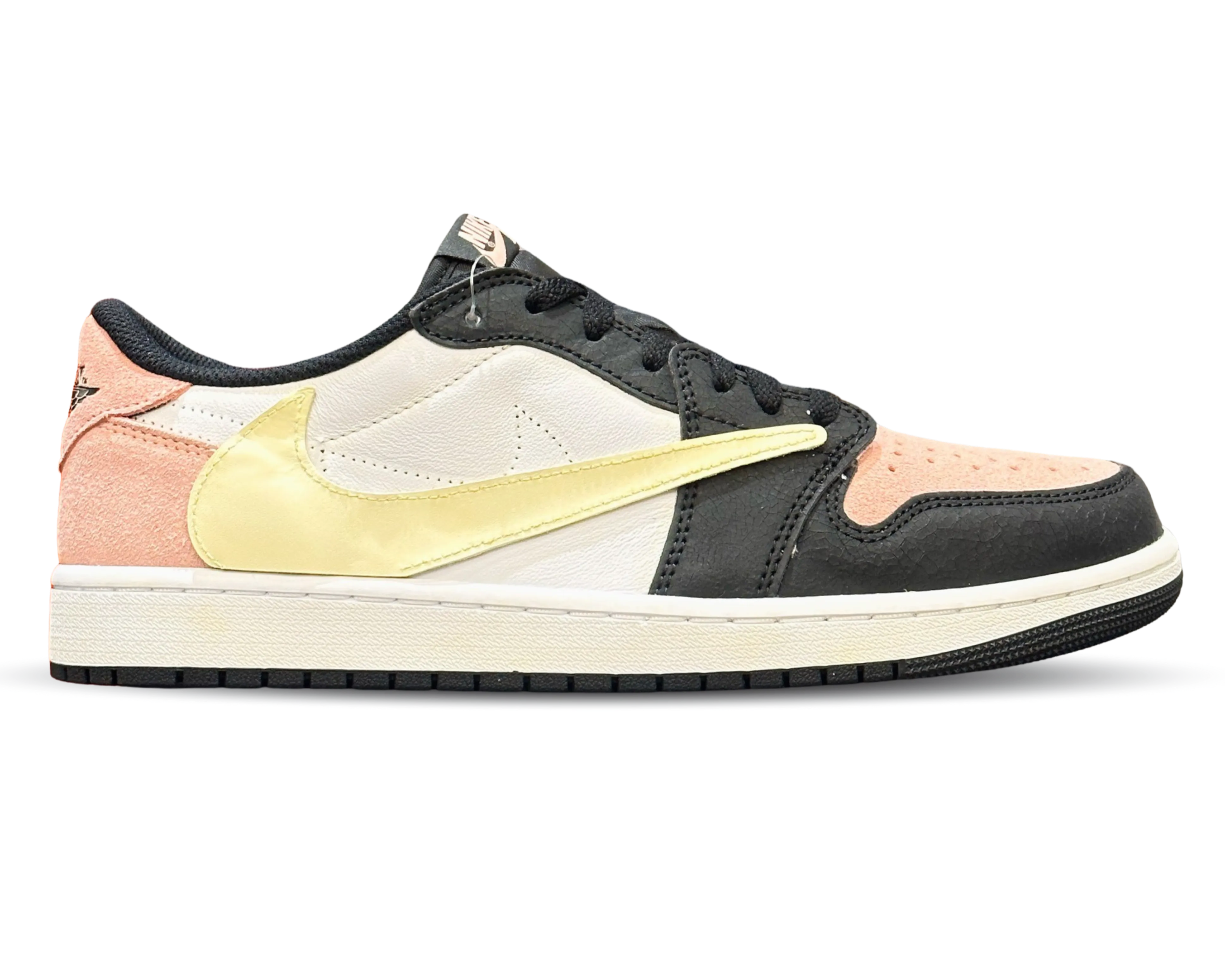 Jordan 1 low Bleached Coral  Off-White Inspired (Handcrafted Custom) ShockAbsorbing Soft Shell