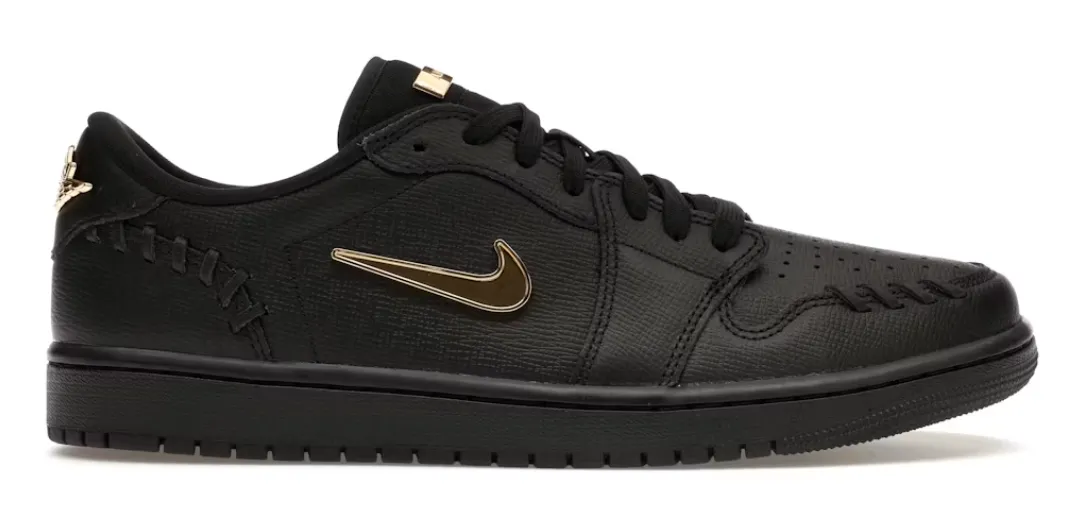 Jordan 1 Low Method of Make Black Metallic Gold (Women's) Modern Casual