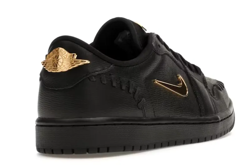 Resilient Grip Walking Friendly Jordan 1 Low Method of Make Black Metallic Gold (Women's)
