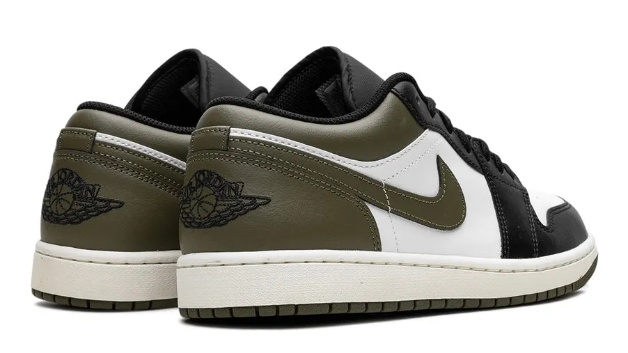 Jordan 1 LowBlack Toe Medium Olive Stretch knit Comfortable Workout