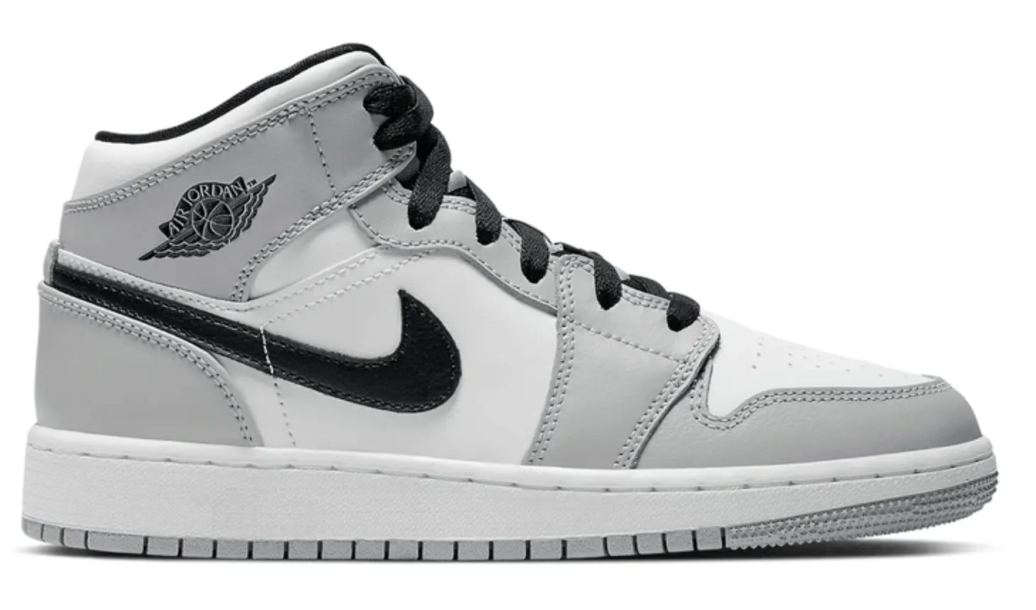 Jordan 1 Mid Light Smoke Grey (GS) Reinforced Eyelet Durability