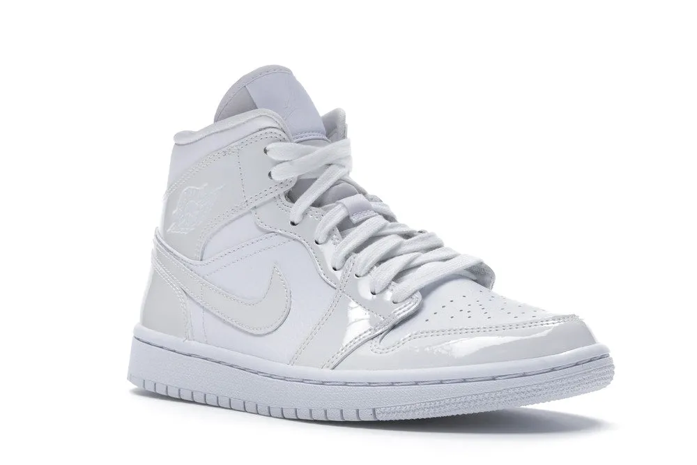 Odor Resistant Technology Jordan 1 Mid Triple White Patent Swoosh (W)