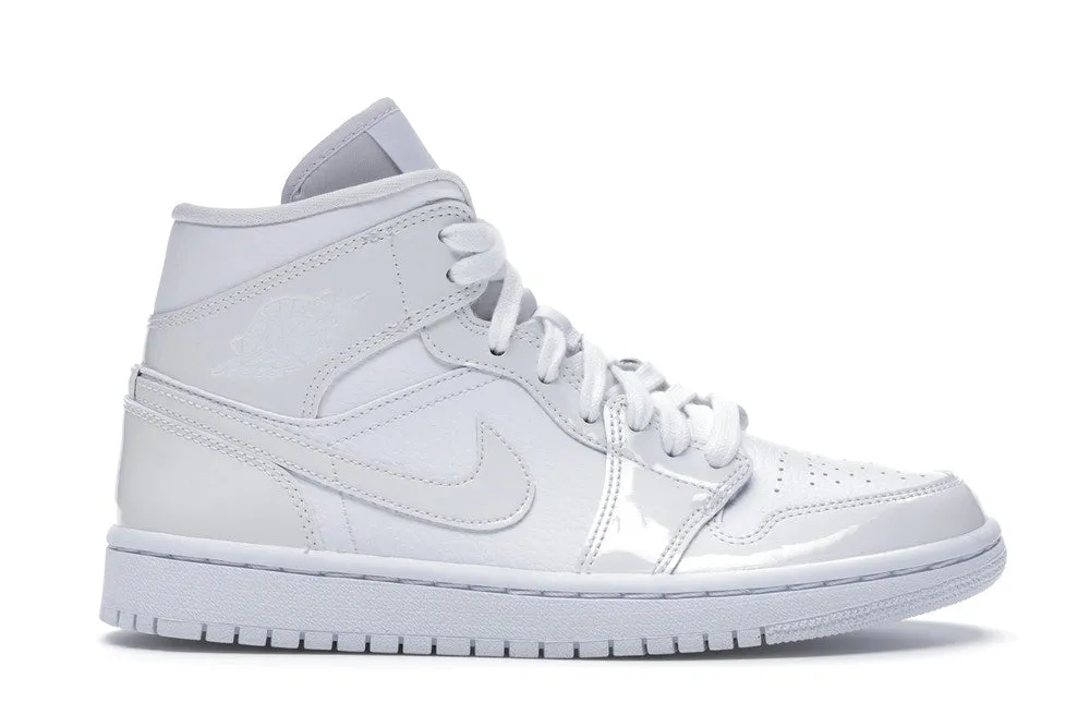 SuedeUpper Jordan 1 Mid Triple White Patent Swoosh (W)