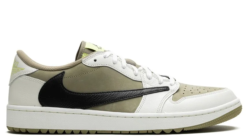 StretchableMaterial Rolling Gait Design Jordan 1 Retro Low Golf Travis Scott Neutral Olive
