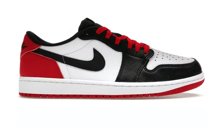 Jordan 1 Retro Low OG Black Toe (2023) (GS) Sustainable Material Blend Refined Look