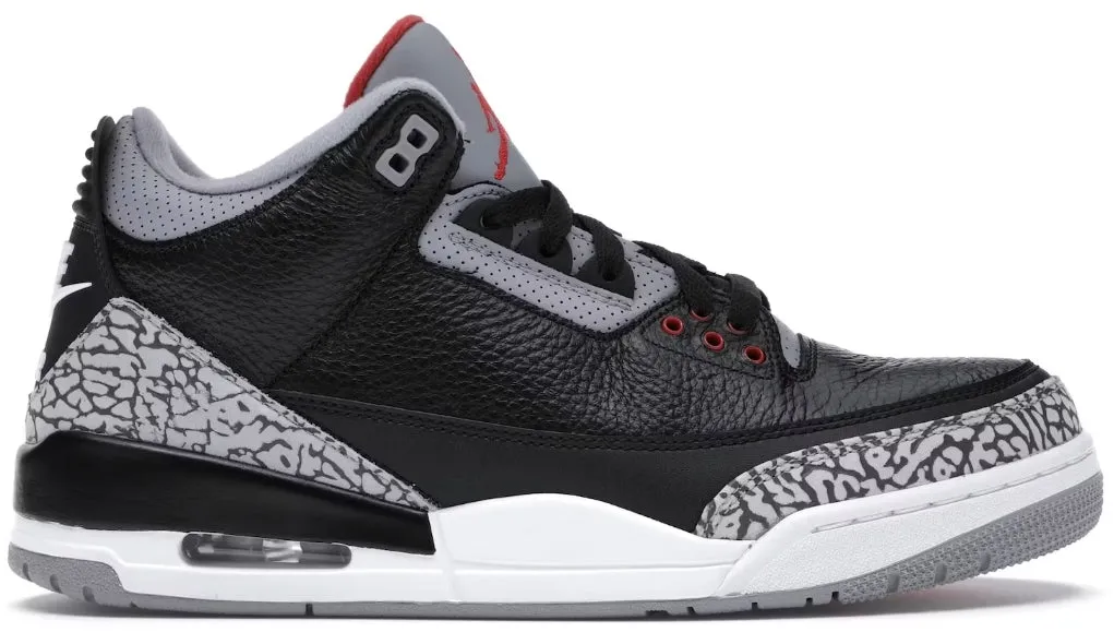 Jordan 3 Retro Black Cement (GS) Moisture Wicking Fabric Rubber Outsole