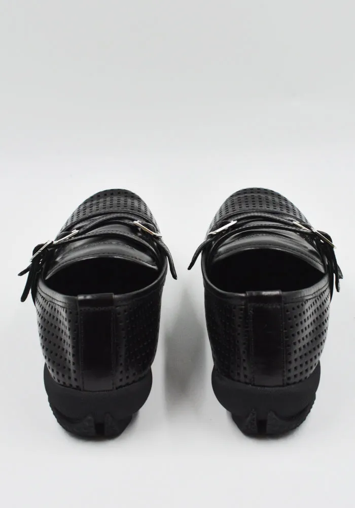 Fiber Mix Cyber Mode KIKO KOSTADINOV WOMEN KKWSS25FT02-159 SONIA BUCKLED LOAFER PERFORATED BLACK (New Season SS25)