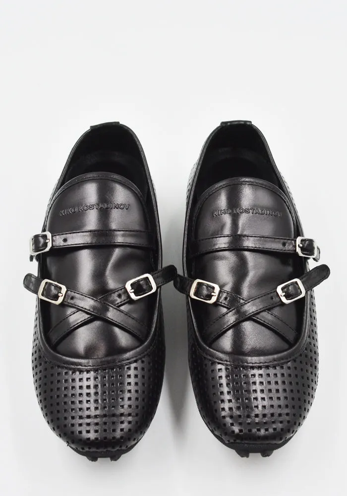KIKO KOSTADINOV WOMEN KKWSS25FT02-159 SONIA BUCKLED LOAFER PERFORATED BLACK (New Season SS25) Pack Safe