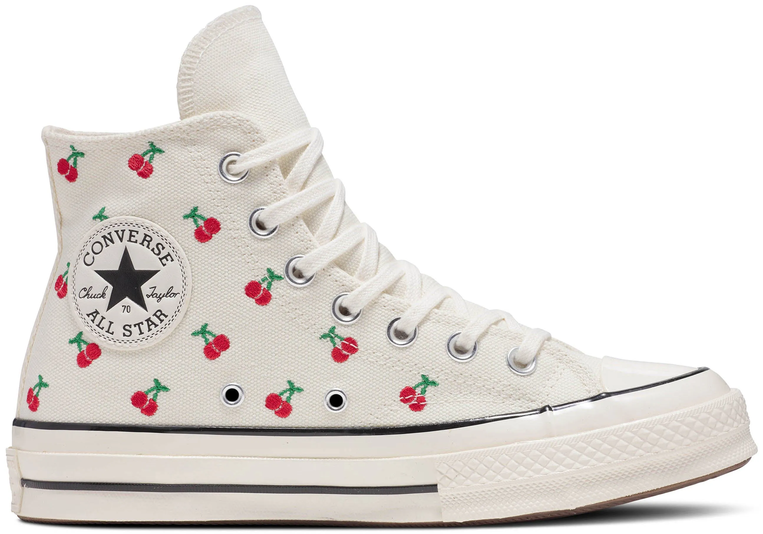 Storm Walk Parkour Run Converse Womens Chuck Taylor All Star 1970s Hi Top Cherries Egret/Black/Red