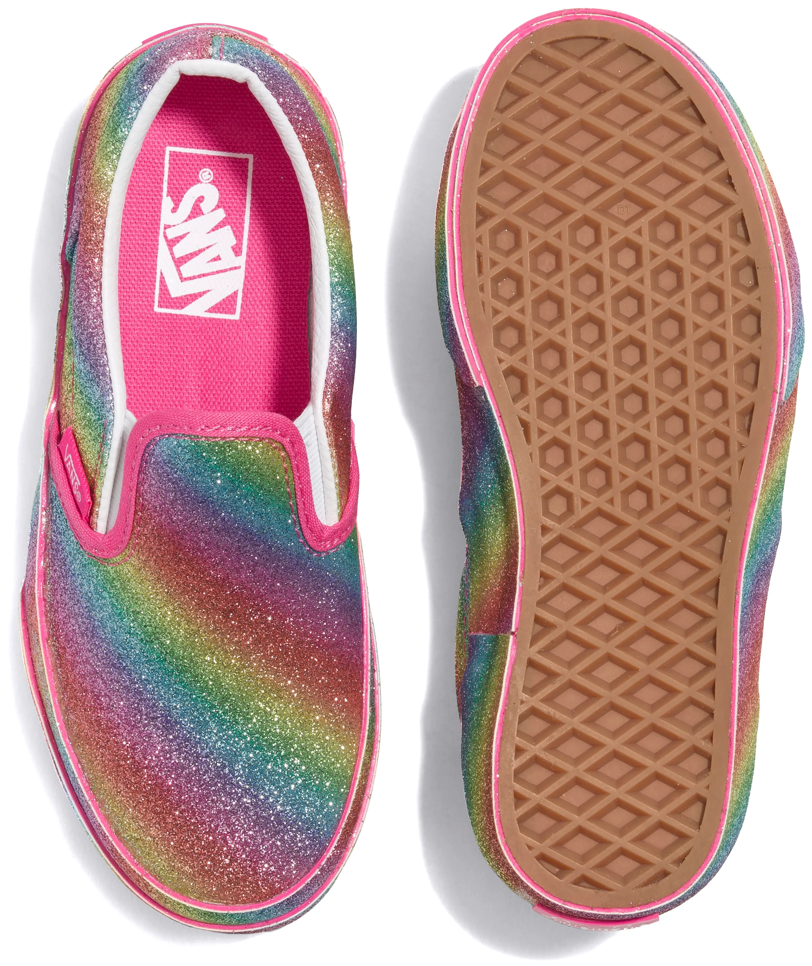 Instant Access Shoes Foot Comfort Step Vans Kids Classic Slip-On Glitter Rainglow Rainbow