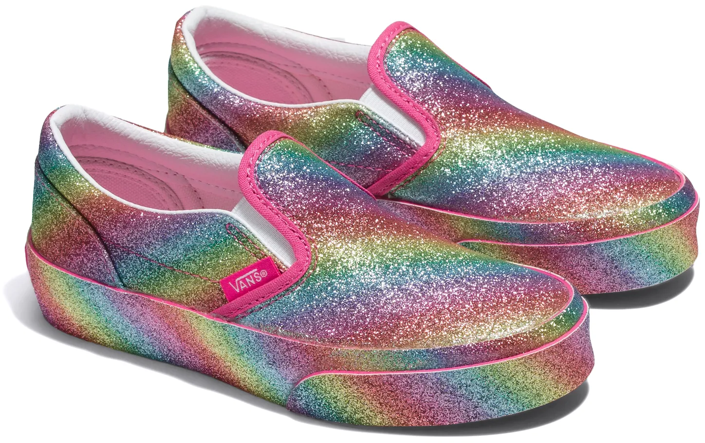 Comfort Access Long Lasting Vans Kids Classic Slip-On Glitter Rainglow Rainbow