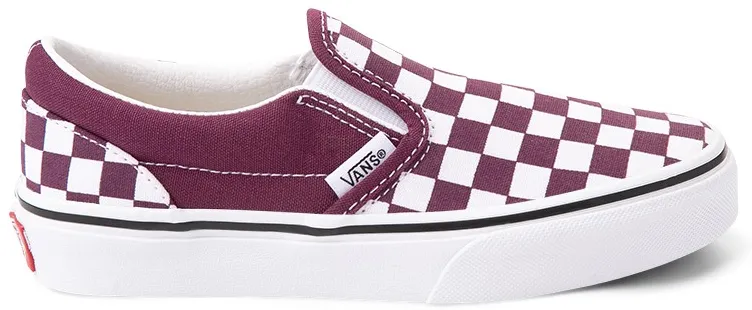 Quick Travel Shoes Vans Kids Classic Slip-On Checkerboard Grape Wine