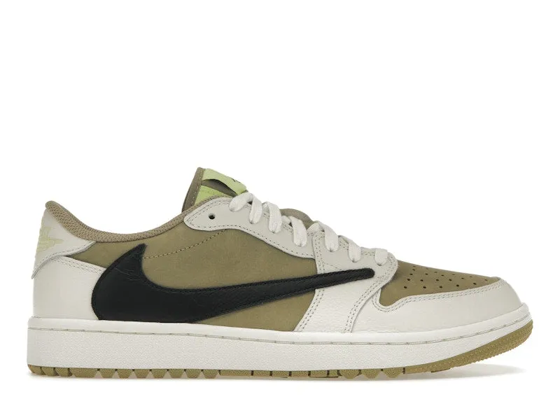 Jordan 1 Retro Low Golf Travis Scott Neutral Olive Indoor Cushioning Stretchable Fabric