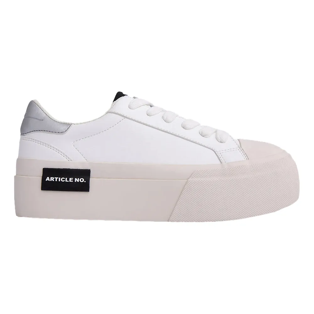 Secure Motion Traction Control ARTICLE NO. O.G. CLASSIC PLATFORM WHITE SNEAKERS IN SILVER TAIL-WHITE SILVER
