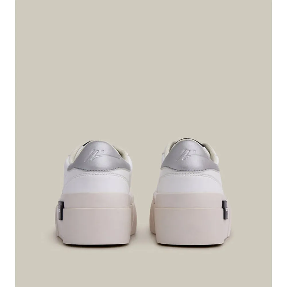 Steady Motion Comfort footbed ARTICLE NO. O.G. CLASSIC PLATFORM WHITE SNEAKERS IN SILVER TAIL-WHITE SILVER