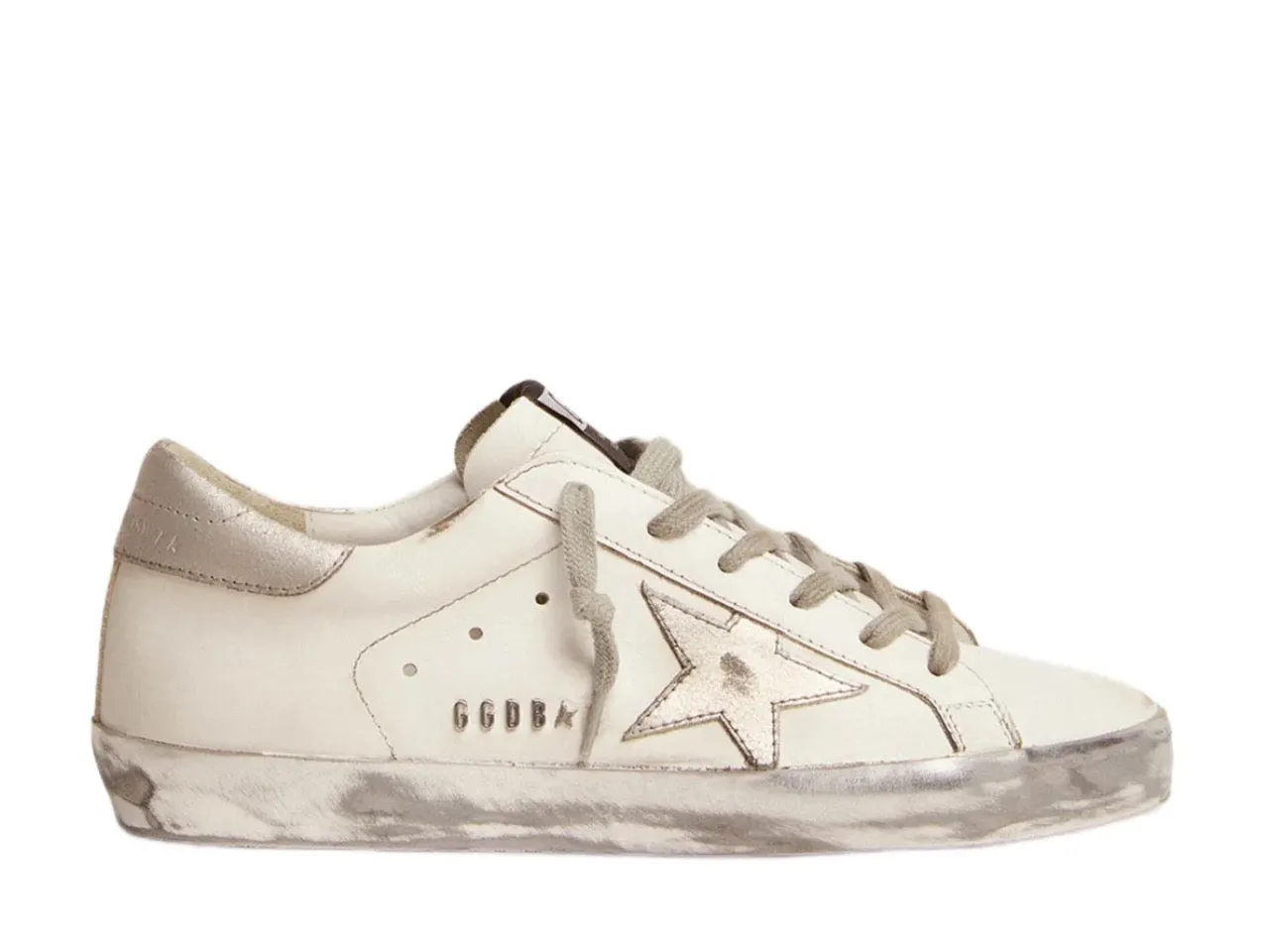 Ergonomic Heel Counters Golden Goose Super-Star White Silver Sparkle