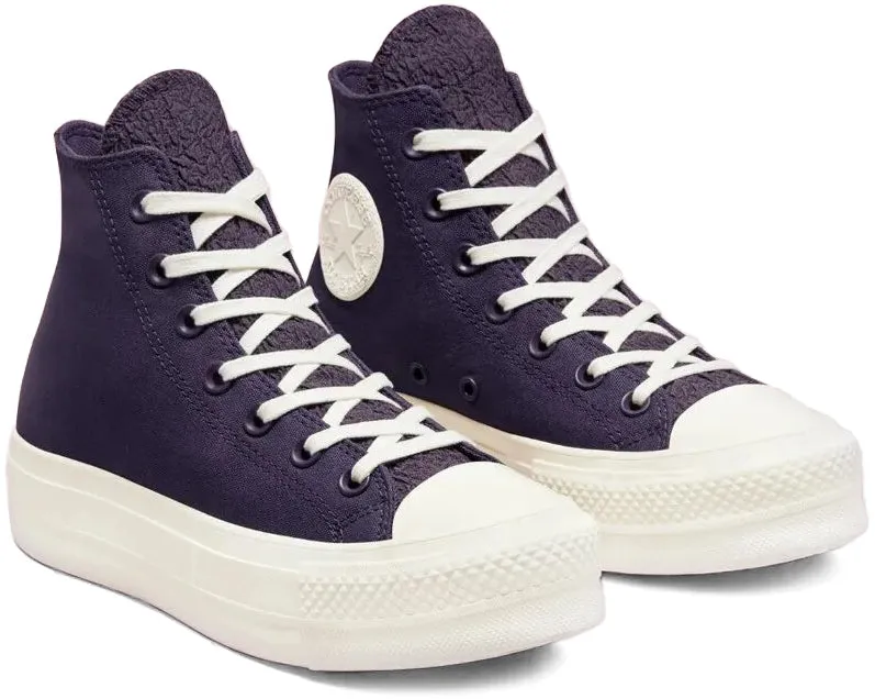 Bounce Support Extended Heel Support Converse Womens Chuck Taylor All Star Hi Top Lift Jacquard Dark Raisin