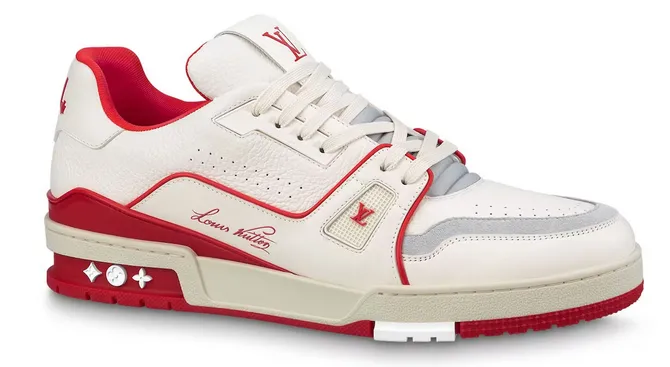 Breathable Weave Louis Vuitton Trainer #54 Signature White Red