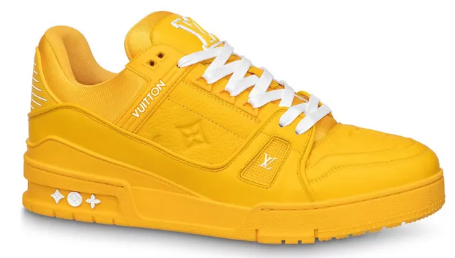 Louis Vuitton Trainer Yellow Embossed Monogram Durable Rubber Outsole Bendable Outsole