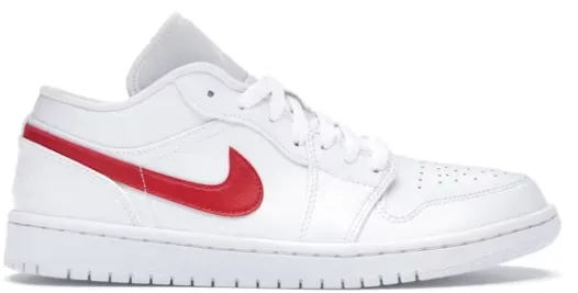Chic Flair Orthopedic Fit Jordan 1 Low White University Red (Women's)