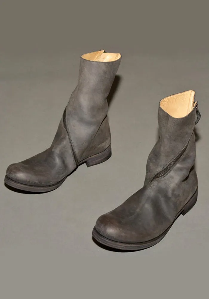 Mid   Top Style m.a  by Maurizio Amadei MENS DIAGONAL ZIPPED BOOTS BLACK