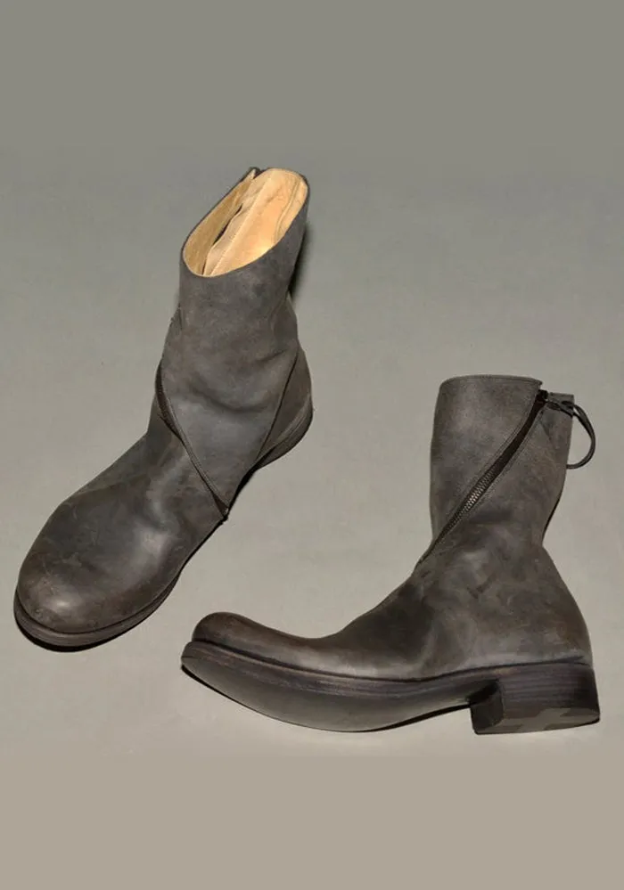 Durable Double Stitching m.a  by Maurizio Amadei MENS DIAGONAL ZIPPED BOOTS BLACK