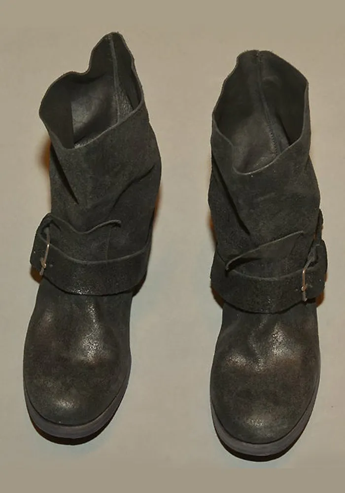 Knit Weave Texture m.a  by Maurizio Amadei MENS LEATHER BUCKLE BOOTS BLACK