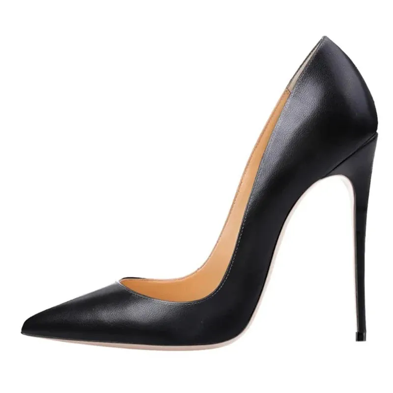 Max Motion 2025 New Arrival Matte Black Sexy 12cm 10cm Woman High Heels Pointed Toe Shallow Stilettos Pumps Work Ladies Dress Shoes