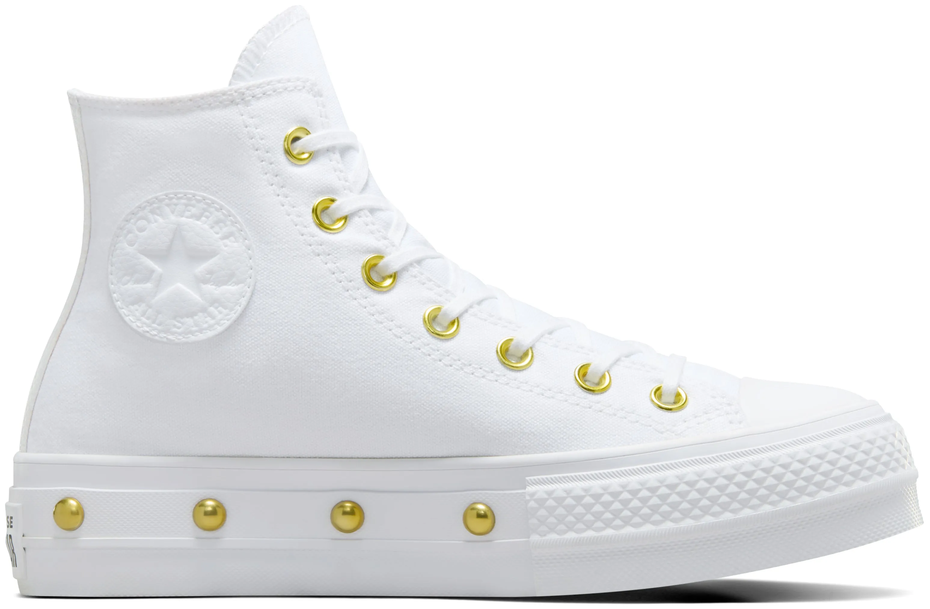 Compression Balanced Midsole Everyday Ease Converse Womens Chuck Taylor All Star Hi Top Lift White/ Gold