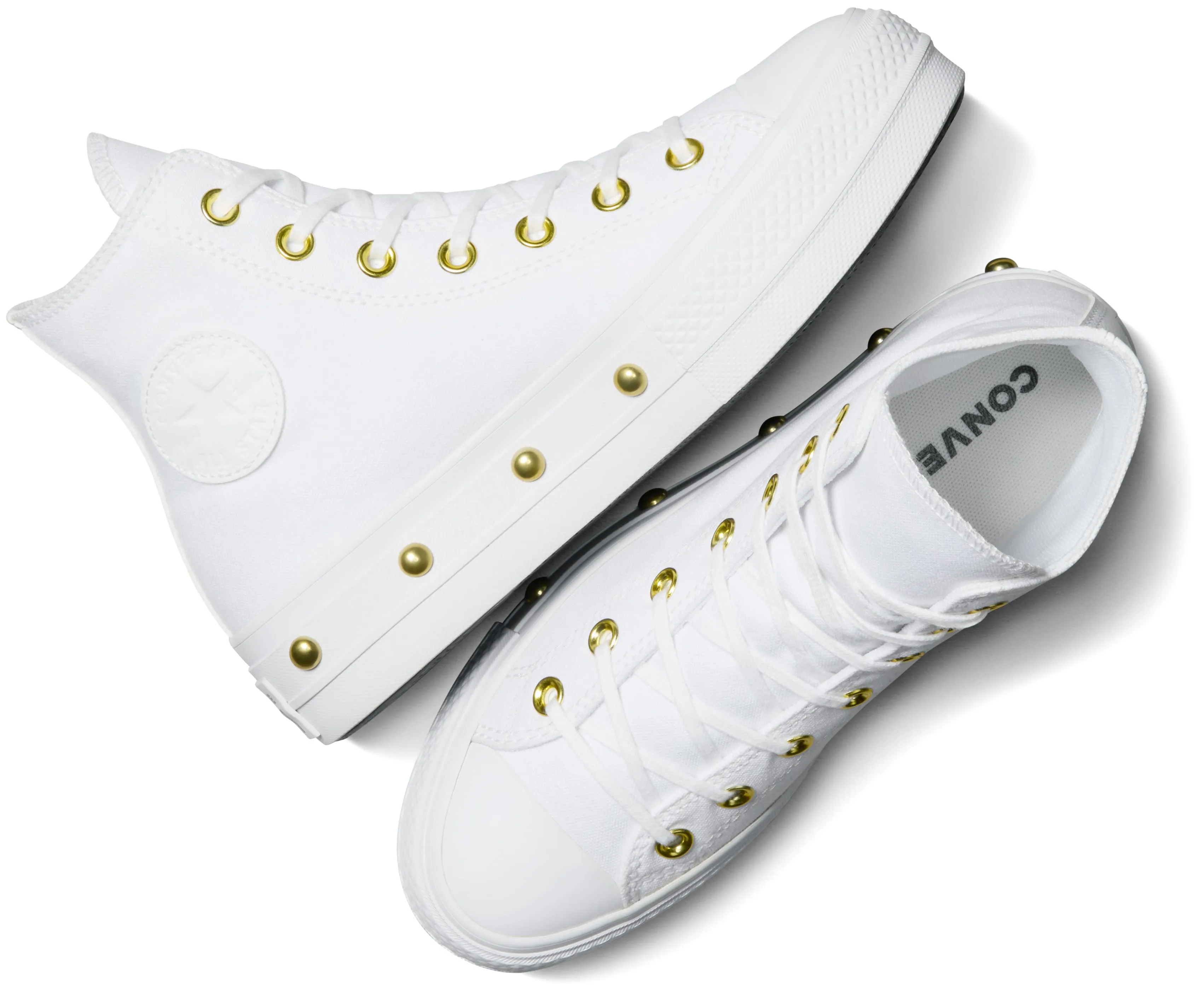 Converse Womens Chuck Taylor All Star Hi Top Lift White/ Gold Ventilated Sides Neutral Top